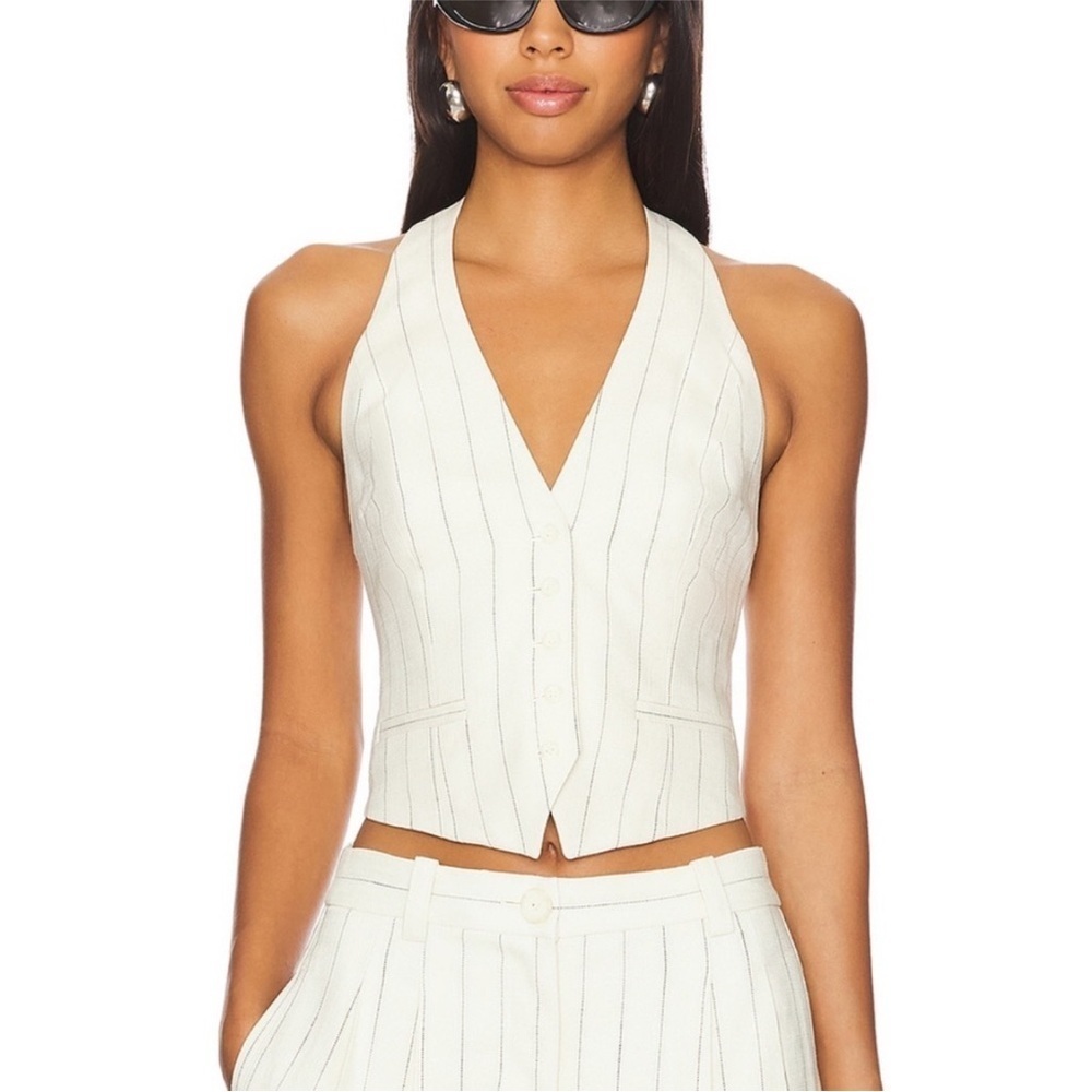 A.L.C. Woodson Pinstriped Halter Vest